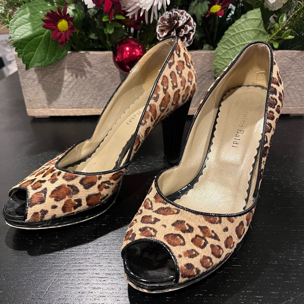 Massing Baldi Italian Leather Leopard Heels